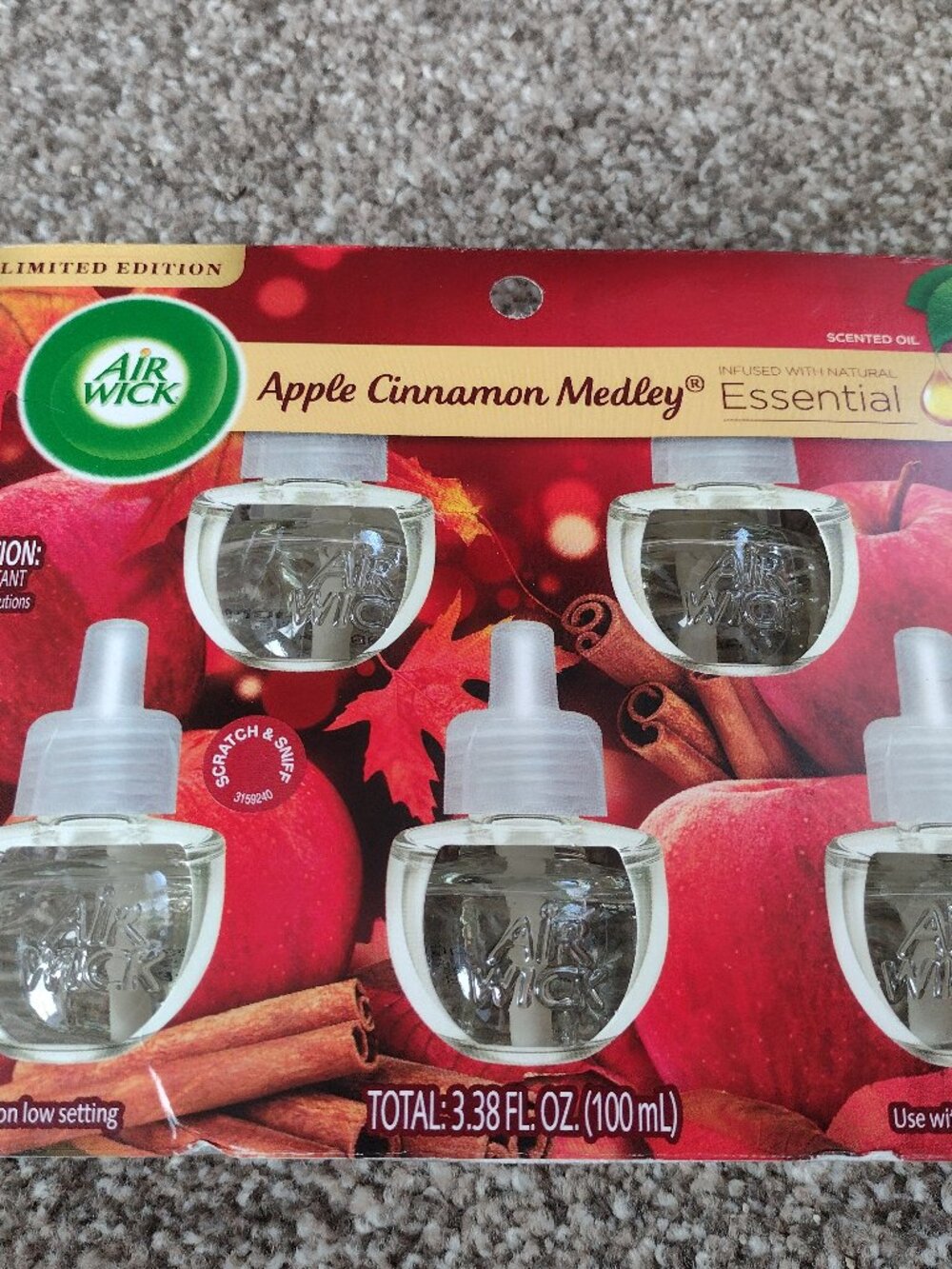 Air Wick Essential Oil Refills, Plug In Apple Cinnamon Medley, 5 Count